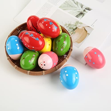 Colorful 6Pcs Wooden Egg Shakers for Kids' Music Fun