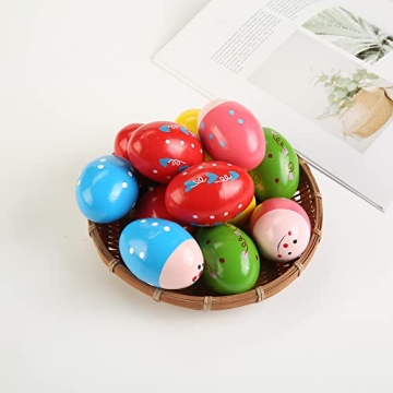 Colorful 6Pcs Wooden Egg Shakers for Kids' Music Fun