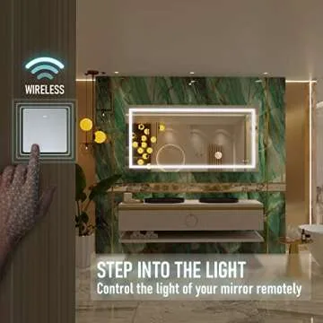 KRISTALLUM Bathroom Mirror with Lights -60x36 Mirror w/Wireless Switch + Anti Fog/Waterproof/Dimmable/ 3 Colors Warm/Natural/White CRI >90 Frameless Led Mirror Vertical or Horizontal