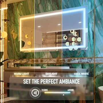 KRISTALLUM Bathroom Mirror with Lights -60x36 Mirror w/Wireless Switch + Anti Fog/Waterproof/Dimmable/ 3 Colors Warm/Natural/White CRI >90 Frameless Led Mirror Vertical or Horizontal