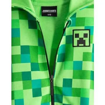 Minecraft Childrens/Boys Creeper Character Hoodie (7-8 Years) Green