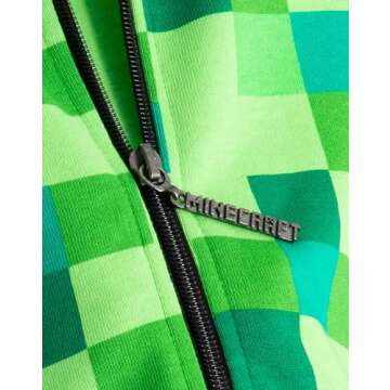 Minecraft Childrens/Boys Creeper Character Hoodie (7-8 Years) Green
