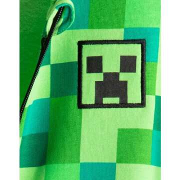 Minecraft Childrens/Boys Creeper Character Hoodie (7-8 Years) Green