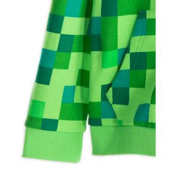 Minecraft Childrens/Boys Creeper Character Hoodie (7-8 Years) Green