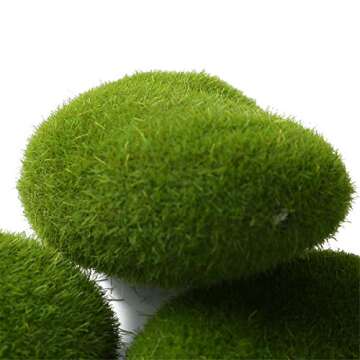 Beiswe Artificial Moss Rocks Green Grass Landscape Multi-Shape Faux Moss Cover Stones for Handicraft Micro Container Fairy Gardens Decoration (30Pcs)