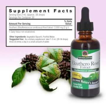 Nature's Answer Alcohol-Free Eleuthero Root 2000 mg 2oz Extract | Supports Overall Wellness | Vegan, Non-GMO, Gluten Free, Kosher | Single Count