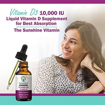 NatureGenX Vitamin D Liquid Drops for Adults: Vegan D3 10000 IU for Immune Support & Bone Strength Supplements, Non-GMO & Gluten Free Liquid Vitamin D for Women & Men, 30ml, 30 Servings