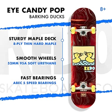 ReDo Skateboard Complete 31" x 7.675" Eye Candy Pop Barking Ducks
