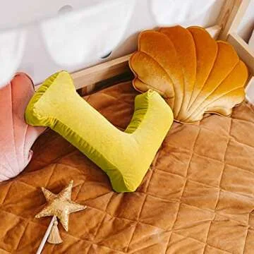 MOMAID Velvet Letter Pillow Soft Initial Throw Cushion Decorative Alphabet Kids Room Nursery Decor Baby Toddler Gift (Yellow, Letter L)1 Count (Pack of 1)