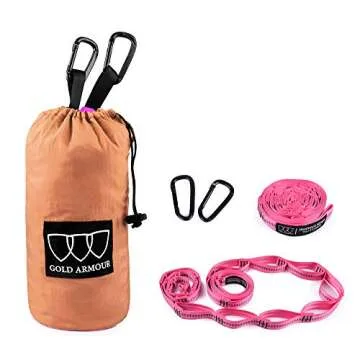 Gold Armour Camping Hammock - XL Double Hammock Portable Hammock Camping Accessories Gear for Outdoor Indoor with Tree Straps, USA Based Brand (Peach and Pink)