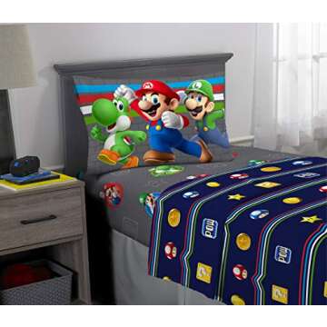 Franco Kids Super Soft Mario Sheet Set for Fun Bedrooms