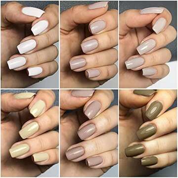 BORN PRETTY Gel Nail Polish Kit Ivory and Coconut Gel Polish Set Soak Off LED Gel Nail Kit Nail Art Manicure Salon DIY at Home 6 Colors 10ML