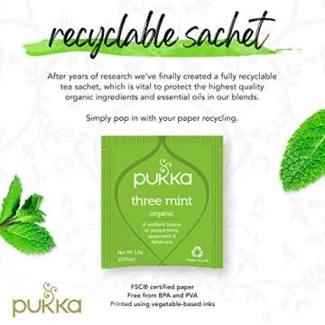 Pukka Three Mint Herbal Tea Bags, 60 Count Refreshing Treat
