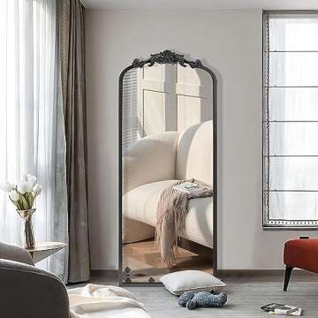 AIXI HOME Arched Black Antique Full Length Wall Mirror 22"x65", Elegant Vintage Metal Frame for Home...
