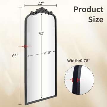 AIXI HOME Arched Antique Full Length Wall Mirror 22"x65"