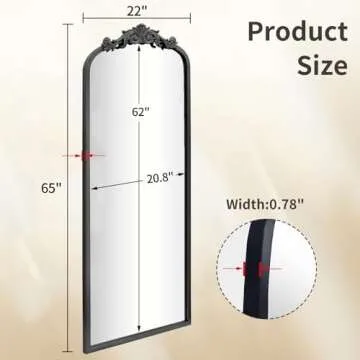 AIXI HOME Arched Antique Full Length Wall Mirror 22"x65"