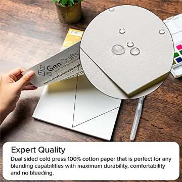 GenCrafts 100% Cotton Watercolor Paper Pad - A4 8.3x11.7-20 Sheets (140lb/300gsm) - Cold Press Acid Free Art Sketchbook Pad for Painting & Drawing, Wet, Mixed Media