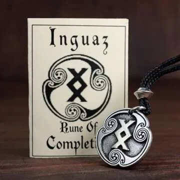 Ingwaz Rune Pendant Necklace: Norse Pewter Amulet