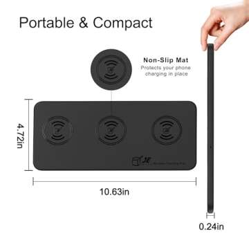 Triple Wireless Charger Pad - 15W Fast Charging Station for Apple iPhone 16/15/14/13/12 Pro/Max/Plus...