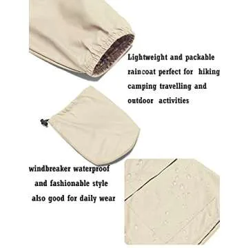 Avoogue Lightweight Raincoat Walking Jackets Women's Waterproof Windbreaker Packable Outdoor Hooded Fall Rain Jacket Beige L