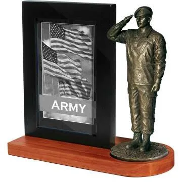 Khaki Army MD104W US Army Specialist Saluting Figure with Photo Frame