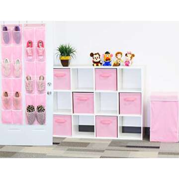 Simple Houseware 24 Pockets - 2PK 12 Large Pockets Over Door Hanging Shoe Organizer, Pink