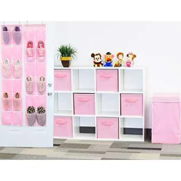 Simple Houseware 24 Pockets - 2PK 12 Large Pockets Over Door Hanging Shoe Organizer, Pink