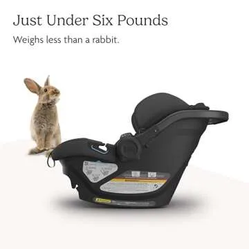 UPPAbaby Aria Lightweight Infant Car Seat/Just Under 6 lbs for Easy Portability/Base with Load Leg + Infant Insert Included/Direct Stroller Attachment/Jake (Charcoal/Black Leather)