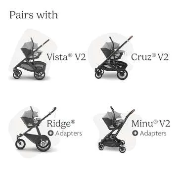 UPPAbaby Aria Lightweight Infant Car Seat/Just Under 6 lbs for Easy Portability/Base with Load Leg + Infant Insert Included/Direct Stroller Attachment/Jake (Charcoal/Black Leather)