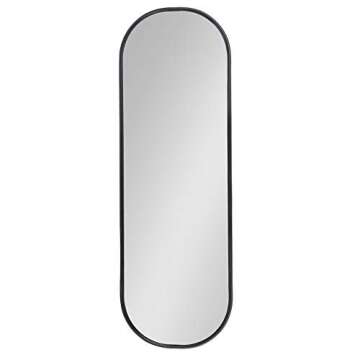 Kate and Laurel Caskill Modern Oval Mirror, 16" x 48", Black, Capsule-Shaped Accent Mirror for Entry...