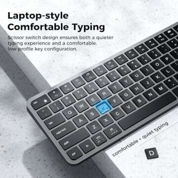 iClever BK20 Bluetooth Keyboard, Wireless Keyboard with Numeric Keypad, Multi-Device Rechargeable and Stable Connection Compact Size Bluetooth Keyboard for MacBook, Laptop, iPad, Tablet, Windows