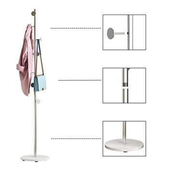 DOORXIFO Silver Coat Racks - Stylish Metal Freestanding Stand with Marble Base