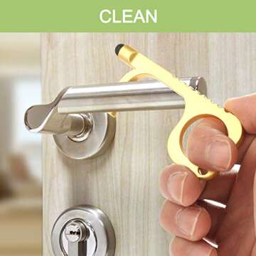 Handy Non-Touch Door Opener,Heavy-duty Reusable Stylus Keychain Tool - Safe Touch Tool - Germ Key To...