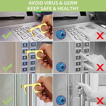 Handy Non-Touch Door Opener,Heavy-duty Reusable Stylus Keychain Tool - Safe Touch Tool - Germ Key Tool (4 Pack）