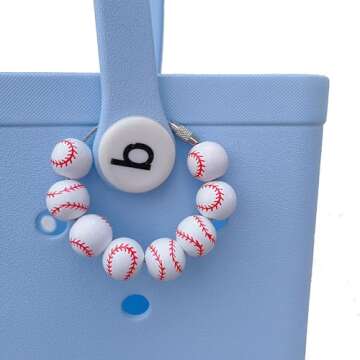 Rimvoe Baseball Mom and Wooden Beads Bogg Bag Charm