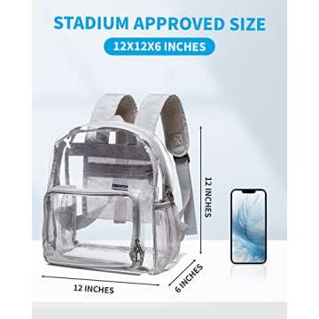 Vorspack Clear Mini Backpack - Versatile 12x12x6 Stadium Approved Bag for Any Occasion
