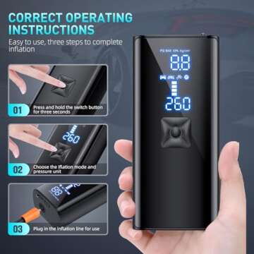 Tire Inflator Portable Air Compressor, 150PSI Portable Air Pump for Car Tires with 25000mAh Battery,...