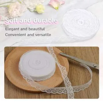 VGOODALL 30 Yards White Lace Ribbon Roll, Lace Trim Sewing Crafts Lace for Gift Wrapping Dress Decoration Wedding