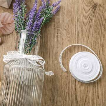 VGOODALL 30 Yards White Lace Ribbon Roll, Lace Trim Sewing Crafts Lace for Gift Wrapping Dress Decoration Wedding