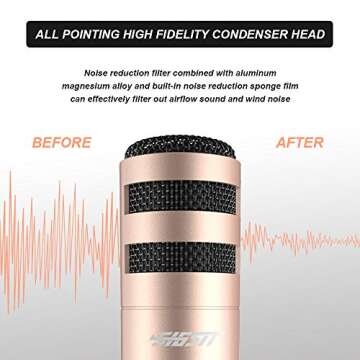 SIGSIT Music Recording Microphone with Desktop Tripod,Condenser Microphone Integrated Reverb Sound Effects for Phone Recording,Gaming,Podcasting and Karaoke Singing