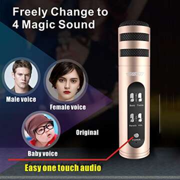 SIGSIT Music Recording Microphone with Desktop Tripod,Condenser Microphone Integrated Reverb Sound Effects for Phone Recording,Gaming,Podcasting and Karaoke Singing