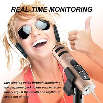 SIGSIT Music Recording Microphone with Desktop Tripod,Condenser Microphone Integrated Reverb Sound Effects for Phone Recording,Gaming,Podcasting and Karaoke Singing