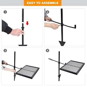 REDCAMP Swivel Campfire Grill Heavy Duty Steel Grate, Over Fire Camp Grill with Carrying Bag for Outdoor Open Flame Cooking