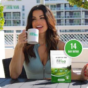 FitTea The Original 14 Day Detox Tea with Organic Green Tea ECGC, Garcinia Cambogia and Ginger - Colon Detox Cleanse to Help Bloating and Support Metabolism