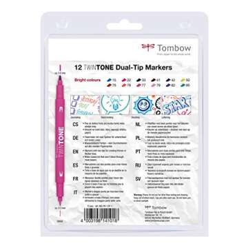 Tombow WS-PK-12P-1 Twin Tone Dual-Tip Marker - Bright Colours (Pack of 12)
