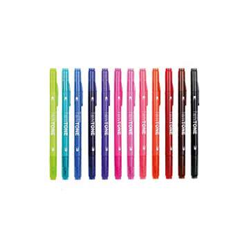 Tombow WS-PK-12P-1 Twin Tone Dual-Tip Marker - Bright Colours (Pack of 12)