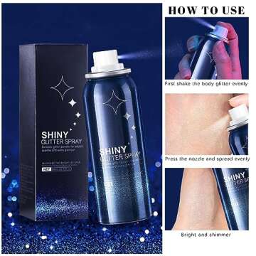 HANYWIL Body Glitter Spray for Hair and Body, Quicking Drying and Long Lasting Shiny Glitter Hairspray for Stage, Festival Rave and Makeup Prom 2 Oz