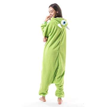 Beauty Shine Unisex Adult Onesie One Piece Pajamas Cosplay Cartoon Costume Halloween Christmas Sleepwear Jumpsuit Plush Homewear(Mike Wazowski, Large)