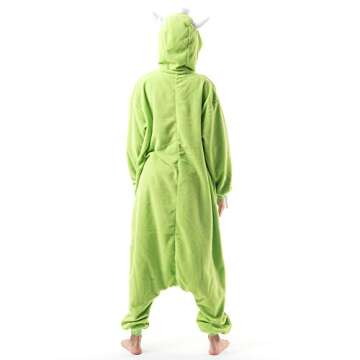 Beauty Shine Unisex Adult Onesie One Piece Pajamas Cosplay Cartoon Costume Halloween Christmas Sleepwear Jumpsuit Plush Homewear(Mike Wazowski, Large)