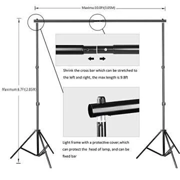 SLOW DOLPHIN Photo Background Support System with Backdrop Stand Kit, 100% Pure Muslin 6.5 Ft x 10 Ft (White/Black) Backdrop,Clamp, Carry Bag for Photography Video Studio